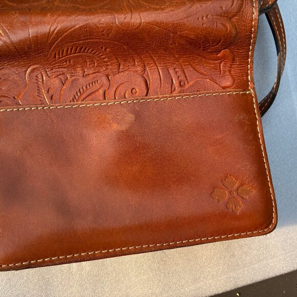 Patricia Nash Tooled Embossed Brown Leather Handbag - Picture 2 of 10